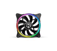 Nox Hummer X-FAN -NXHUMMERXFAN- Ventilateur PC 120 mm, double anneau LED ARGB Rainbow, ultra silencieux avec patins en caoutchouc anti-vibrations, grand débit d'air, 3 broches, couleur noire