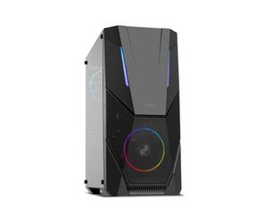 NOX Infinity Delta -NXINFTYDELTA- Bande LED ARGB ATX-Micro ATX-ITX mi-tour, côté acrylique, 2 ventilateurs ARGB 120 mm préinstallés, USB 3.0, espace pour jusqu'à 8 ventilateurs, couleur noire