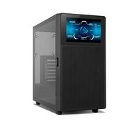 NOX XTREME PRODUCTS HUMMER BIOS - Semitower ATX | M-ATX | ITX, écran LCD 8 » personnalisable, face avant en métal maillé, face latérale en verre trempé, espace pour 11 ventilateurs, USB-C et 3.0, Noir