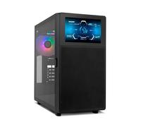 NOX XTREME PRODUCTS HUMMER BIOS - Semitower ATX | M-ATX | ITX, écran LCD 8 » personnalisable, face avant en métal maillé, face latérale en verre trempé, espace pour 11 ventilateurs, USB-C et 3.0, Noir