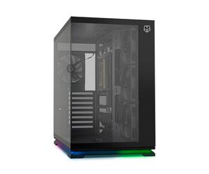 NOX Xtreme Products Hummer Galaxy - Boîtier PC, Verre Trempé Frameless, 4 Ventilateurs 120mm PWM, Espace pour 10 Ventilateurs, USB-C et USB 3.0, Contrôleur Hub ARGB, ATX/M-ATX/ITX, Noir