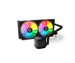 NOX XTREME PRODUCTS HUMMER H-240 - Refroidisseur de liquide ARGB, compatible Intel&AMD, deux ventilateurs PMW 120mm, double radiateur avec base en aluminium, couleur noire