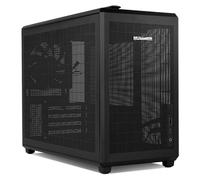 NOX Xtreme Products Hummer Refresh - Boîtier PC Mini Tour Micro ATX/ITX Transportable, Design Full Mesh, Ventilateur PWM 120mm Inclus, Espace pour 5 Ventilateurs, USB-C et 3.0, Noir