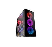 NOX XTREME PRODUCTS HUMMER TGX- Boîtier RGB Rainbow ATX-Micro ATX-ITX, 4 ventilateurs LED RGB de 140 mm inclus, façade en verre trempé, espace pour jusqu'à 9 ventilateurs, USB 3.0, couleur noire
