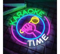 NOXET Karaoké Time Neon Signe Musique Signes Lettres Rose Bar Signes pour Musique Studio Chambre Party Club Chant Karaoké Temps