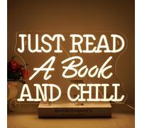 NOXET Neon Sign Just Read A Book And Chill Neon White LED Neon Wall Decoration SignLOGO LED With Switch Dimmable Classroom Bookstore Library Study Room Neon
