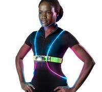 Noxgear Gilet de Course Tracer2 Multicolore Lumineux réfléchissant avec Lampe pectorale 500 lumens