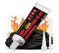 NoxGule 100ml Colle Haute Temperature, Silicone Haute Temperature, Colle Joint Poele a Bois, Mastic Refractaire, Imperméable, Convient aux Fours, Cheminées et Plaques de Cuisson (Version Améliorée)