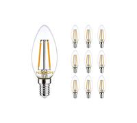 Noxion Lot 10x Lucent LED E14 Bougie Filament Claire 2.5W 250lm - 827 Blanc Très Chaud | Dimmable - Équivalent 25W