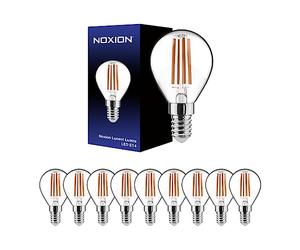Noxion Lot 10x Lucent Lustre LED E14 Boule Filament Claire 4.5W 470lm - 827 Blanc Très Chaud | Dimmable - Équivalent 40W