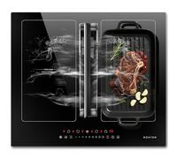 NOXTON Plaque à induction Flex Zones avec hotte aspirante, plaque induction 60 cm Flexizone avec booster, minuterie, 4 zones 7200 W et hotte aspirante 145 W, 220-240 V