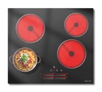 NOXTON Plaque de cuisson en céramique, 4 plaques, avec curseur de bande lumineuse, plaque de cuisson vitrocéramique, 60 cm, encastrable avec commande tactile, sécurité enfant, convient pour toutes les