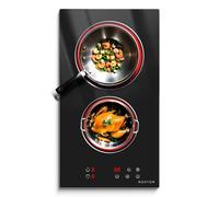 NOXTON Plaque de Cuisson Vitrocéramique 2 Feux 30 cm, 3000W, Table de Cuisson Domino avec Minuterie et Verrou Sécurité, 220-240V - Plaque Vitrocéramique Autonome