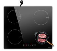 NOXTON Plaque Induction 4 Feux Encastrable, Plaque Electrique avec VDE Fiche, Table de Cuisson Induction avec Commande Tactile, Sécurité Enfant, Minuterie, Plaque de Cuisson Electrique 3500W With EU P