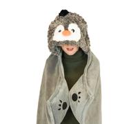 NOXXIEZ Pingouin Animal Capuche Câlin Confortable Couverture 130 X 100 CM Chaud