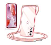 Noyabox Coque de protection avec cordon pour Samsung Galaxy A16 - En silicone galvanisé - Motif cœur - Anti-chocs - Avec protection de l'appareil photo - Élégante - Pour femmes et filles - Rose