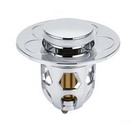 Noyau à ressort de vidange d'évier avec filtre vers le haut et panier de collecte de cheveux pour raccords de lavabo en cuivre et ABS (argenté)