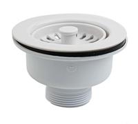 Noyau en acier inoxydable avec bride en polypropylène pour évier de cuisine, bonde de 114 mm, convient pour une ouverture de 83 à 90 mm, blanc