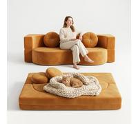 NOYHHAV Canapé Lit Pliant avec Oreiller Housse de canapé Amovible et Lavable Aucune Installation requise.Jaune