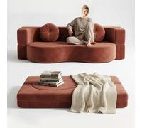 NOYHHAV Canapé Lit Pliant avec Oreiller Housse de canapé Amovible et Lavable Aucune Installation requise.Caramel