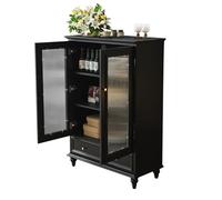 NOYHHAV Meuble de Cuisine Rangement 2 tiroirs de Rangement, Espace de Rangement à Double Porte, cloisons réglables,Salon, hôtel, Hall, Buffet Classique indépendant (Noir, 80 * 40 * 120CM)