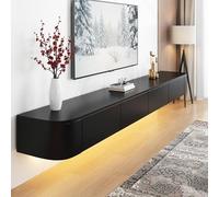 NOYHHAV Meuble TV Flottant avec 4 Espace de Stockage,Meuble TV Etagere Murale Chambre, Salon, Salle à Manger, Console multimédia Meubles 280CM|110" Noir+Lumière