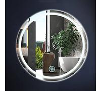 NOYHHAV Miroir Mural Miroir Salle de Bain LED Interrupteur Tactile Intelligent LED Tricolore Miroir Maquillage Lumineux Rond Creative (Verre avec LED, Size : 50 * 50cm)