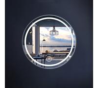 NOYHHAV Miroir Mural Miroir Salle de Bain LED Interrupteur Tactile Intelligent LED Tricolore Miroir Maquillage Lumineux Rond Creative (Verre avec LED, Size : 60 * 60cm)