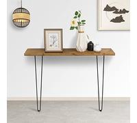NOZE Console de canapé - Table d'appoint murale en bois industriel pour entrée et salon avec deux pieds en fer - Marron rustique