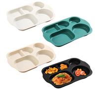 NOZVYCI Lot de 4 assiettes Plates Divisées avec 5 Compartiments Assiettes Incassables en Plastique Assiettes de Menu Divisées Assiette Dîner Réutilisables Pour adultes et Enfants (Couleur Foncée)