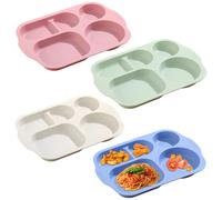 NOZVYCI Lot de 4 assiettes Plates Divisées avec 5 Compartiments Assiettes Incassables en Plastique Assiettes de Menu Divisées Assiette Dîner Réutilisables Pour adultes et Enfants (Couleur claire)