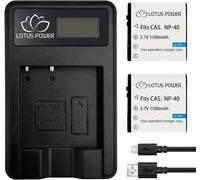 NP-40 Batteries and Charger, LCD Screen Charger and NP 40 Battery for Casio EX-P600 EX-Z1000 EX-FC150 / Pentax XG-1 / SOSUN HD Video Camera (1 Charger and 2 Batteries)