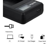 NP-BK1 LCD USB Chargeur pour Sony Cyber-Shot DSC-S750, DSC-S780, DSC-S950, DSC-S980, DSC-W180, DSC-W190, DSC-W370, MHS-PM5, Webbie HD, Webbie MHS-PM1 Caméra et Plus
