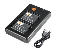 NP-BK1 Lot de 2 Batteries de Rechange Rechargeables et Chargeur Double Compatible avec Sony Bloggie MHS-CM5, MHS-PM5, Cyber-Shot DSC-S750, S780, S850, S950, S980, W180, W190, W370,Webbie MHS-PM1