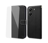 NP-Caser Handyhülle für Xiaomi Poco X7 Pro Hülle [mit Panzer Schutz Glas], Premium Lederhülle mit Kartenfächern [Klappbar Flip Case] [Standfunktion] Handy Schutzhülle für Xiaomi Poco X7 Pro, Schwarz