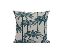 NP CRÉATION-Coussin déco carré en polyester/coton bleu canard Zabeth - 40 x 40 x 15 cm