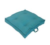 NP CRÉATION-Tatami coussin de sol en polyester/coton bleu Emeraude - 66 x 66 x 15 cm