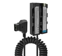 NP-F550 Câble d'alimentation spiralé pour batterie factice vers D-Tap P-Tap mâle compatible avec Sony NP-F550/570/970 & Atomos Ninja V Shogun, 7,2 V 2400 mAh, 81,3 cm