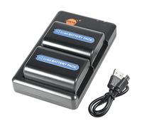 NP-FM55H FM50 (2 pièces) Batterie de rechange rechargeable et double chargeur compatible avec Sony NP-FM30 NP-FM51 CCD-TR108, TR208, TRV116, TRV118, TRV126, TRV128, TRV138, appareil photo, chargeur de