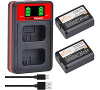 NP-FW50 Battery with Dual LED Charger for Sony ZV-E10, A5000, A5100, A6300, A6400, A6500, A7, A7II, A7RII, RX10 NEX-3/5/7 Series Camera