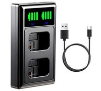 NP-FW50 Double Batterie Chargeur LED Compatible avec Sony A6300, A7, A7S, | pour A7R, 7R, ZV-E10, A6000, A6500, A6400, NEX-3, NEX-5, NEX-5N, NEX-3N, A7II, A7S II, A7R II, RX10(Port Micro USB-A&USB-C)