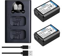 NP-FW50 Replacement Battery + USB LCD Charger Compatible for Sony a3000 a6000 a6400 a6500,a7, 7R, a7R, NEX-3, NEX-3N, NEX-5, NEX-5N, NEX-5R, NEX-5T Digital Cameras