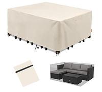 NP Housse de Table Jardin Rectangulaire - Blanche - 220x120x90cm, Couverture de Protection Meubles, Imperméable, Anti-UV, 420D Tissu Oxford Bache Table Exterieur, pour Meubles d’extérieur