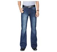 NP Jean large évasé pour homme, coupe bottine, coupe ample, taille haute - Bleu - Taille 50