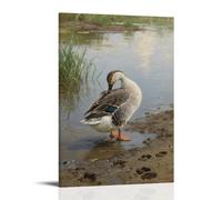 NPEJLCIGH Décoration murale artistique moderne à suspendre avec un canard domestique sur le rivage, pieds palmés sur la boue humide 40 x 60 cm