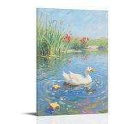 NPEJLCIGH Décoration murale moderne à suspendre avec un canard domestique dans l'eau, chassant les miettes de pain flottantes - 50 x 75 cm