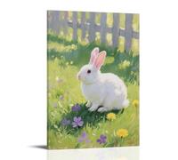 NPEJLCIGH Décoration murale moderne à suspendre avec un lapin domestique sur l'herbe, perking up its oreilles to listen to lointain sounds - 20 x 30 cm