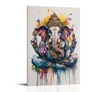 NPEJLCIGH Impression artistique aquarelle Ganesh pour studio de yoga et salles de séjour - Décoration murale moderne à suspendre - 60 x 90 cm