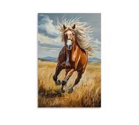 NPEJLCIGH Peinture à l'huile animale - Étalon puissant galopant sur une prairie ouverte avec crinière soufflée par le vent - Décoration murale moderne à suspendre - Impression murale artistique 30 x