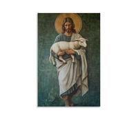 NPEJLCIGH Peinture murale chrétienne - Bon berger - Christ portant l'agneau perdu - Décoration murale moderne à suspendre - 20 x 30 cm
